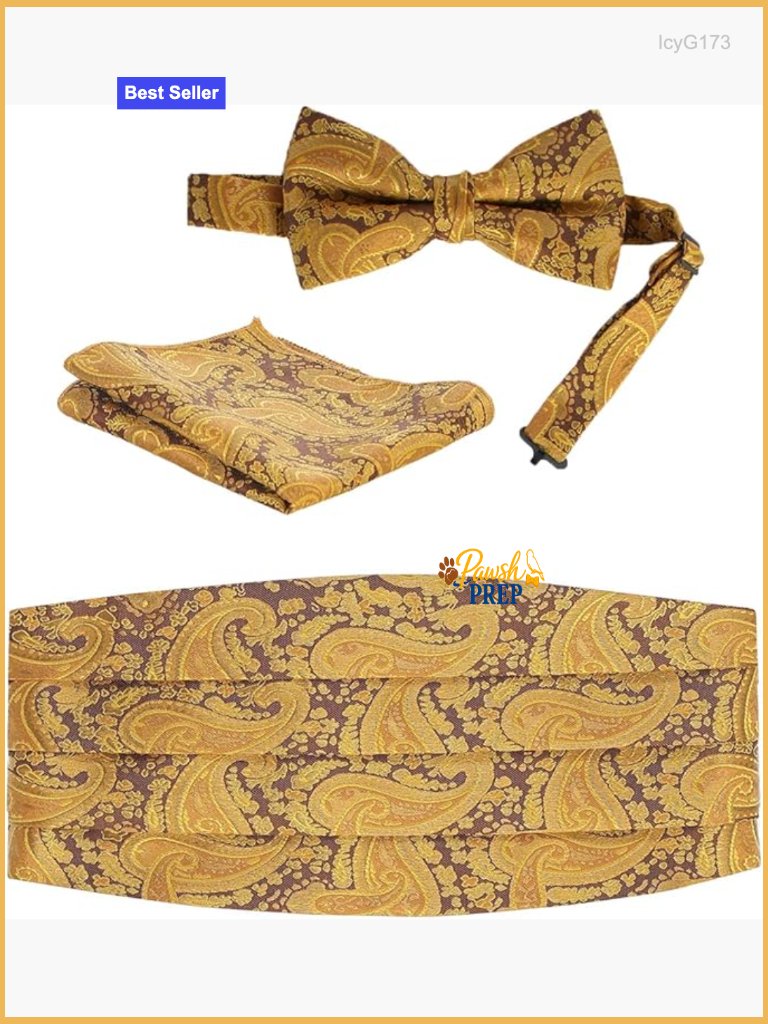 Adjustable Satin Cummerbund Set With Bow Tie And Pocket Square